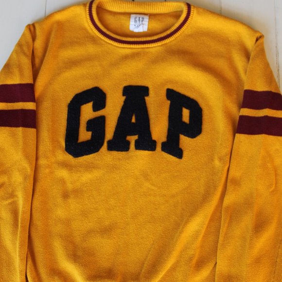 GAP Logo Collegiate Knit Sweater, Yellow, Size XL Boys - Picture 3 of 6